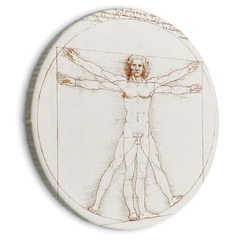 Rundes Leinwandbild Da Vinci - Proportionszeichnung | Vitruvianischer Mensch 