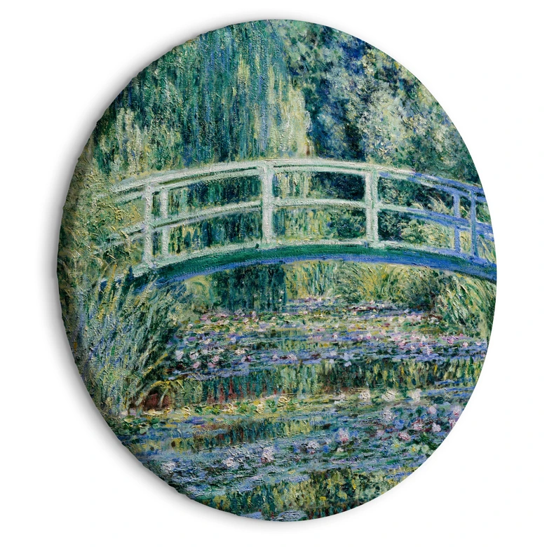 Rundes Leinwandbild Monet - Japanische Brücke bei Giverny 