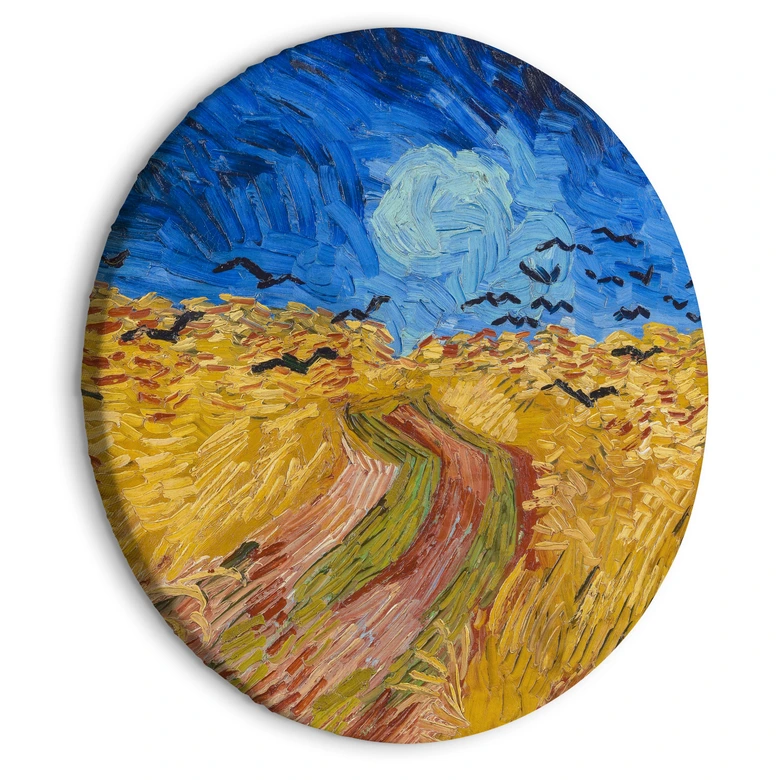 Rundes Leinwandbild van Gogh - Weizenfeld mit Krähen 