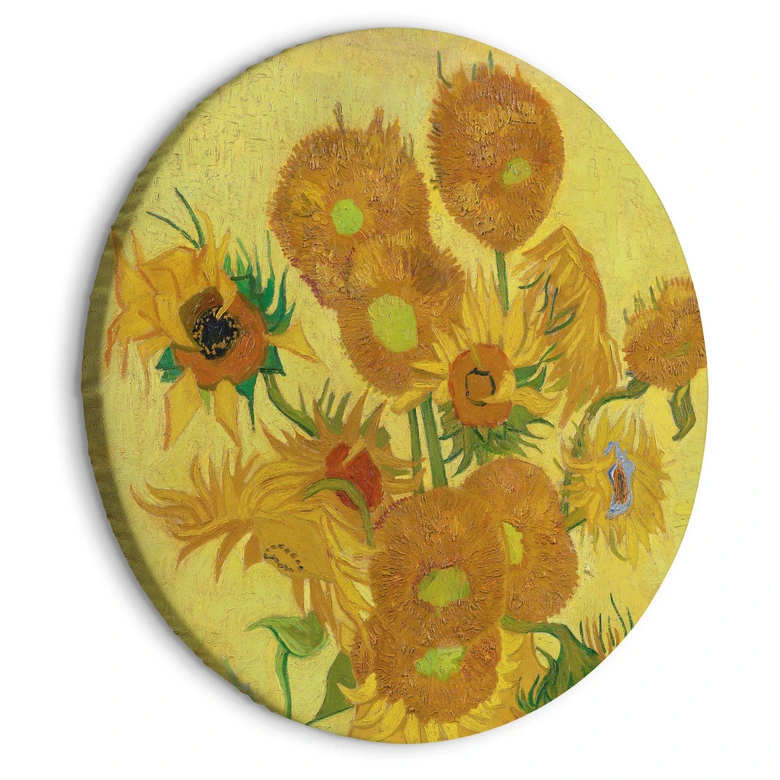 Rundes Leinwandbild van Gogh - Fünfzehn Sonnenblumen 