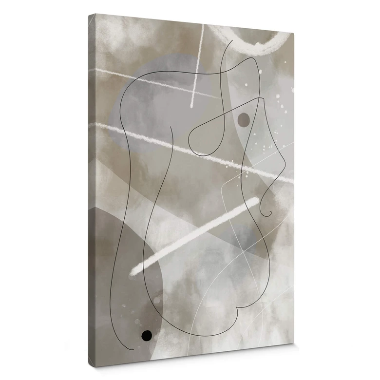 Canvas 1X Studio - Line Art Silhouet van een Vrouw - Abstracte Kunst 