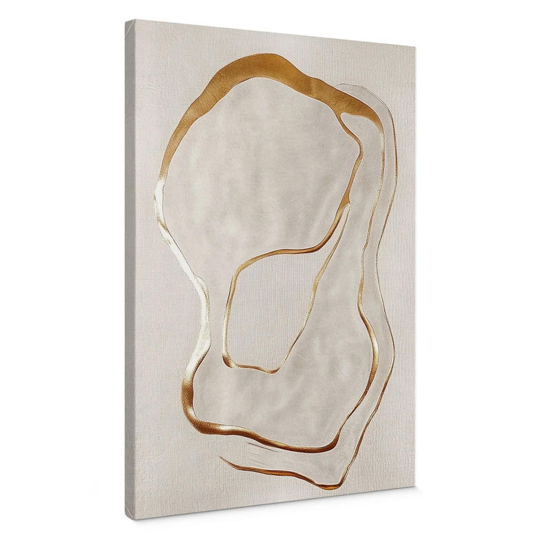 Lienzo Arte lineal abstracto en dorado y beige - Alma 