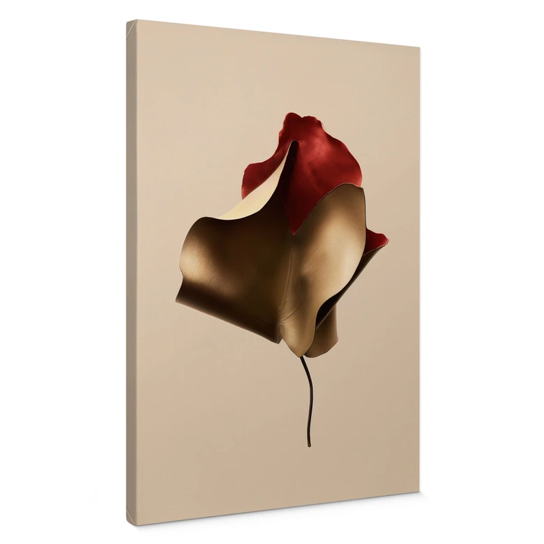 Leinwandbild Elegantes Blatt in Gold und Rot - Alma 