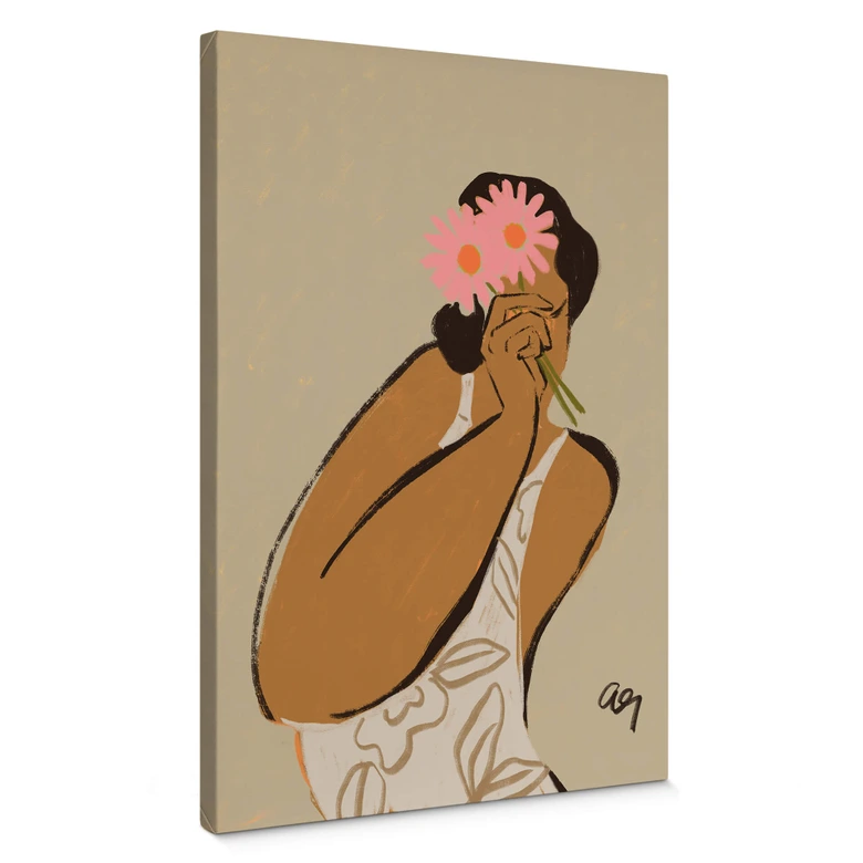 Leinwandbild Rosa Blumen im Haar - Arty Guava 