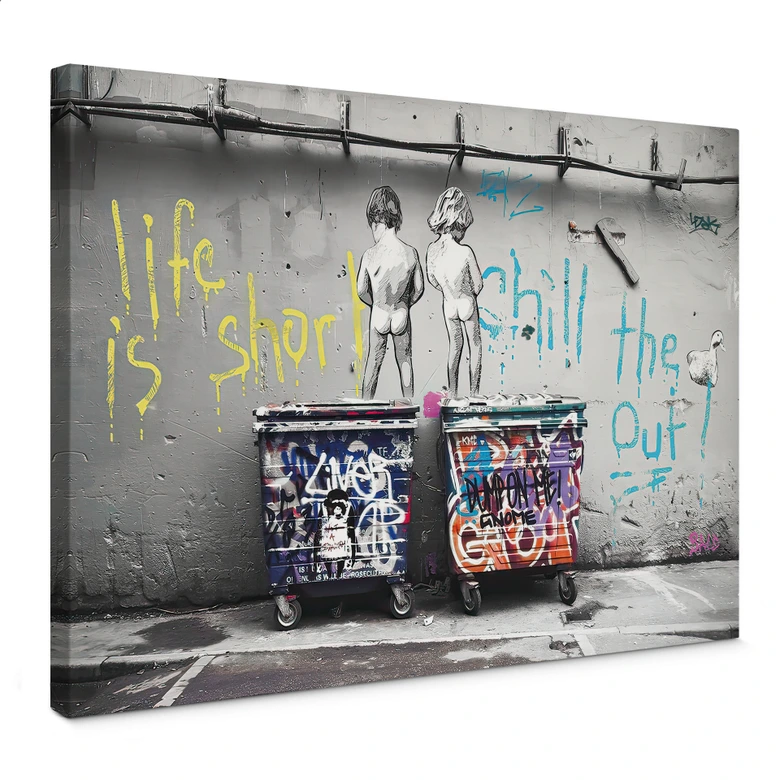 Lienzo Banksy - La vida es breve 