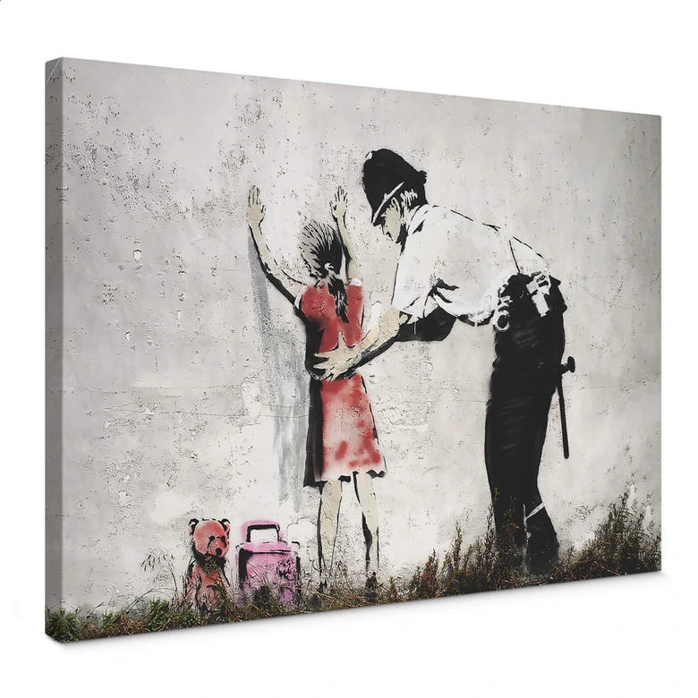 Tableau sur toile Banksy - Policeman Searching Girl 