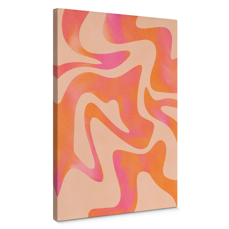 Tableau sur toile Vagues abstraites en couleur pêche - Bloom 