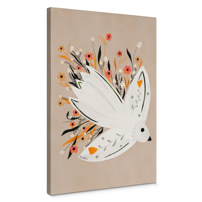 Canvas Fredsdue med små blomster - Bloom 