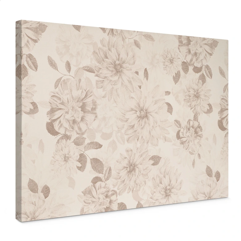 Flores Lienzo Dalias Shabby Chic Beige - Bloomery Decor 