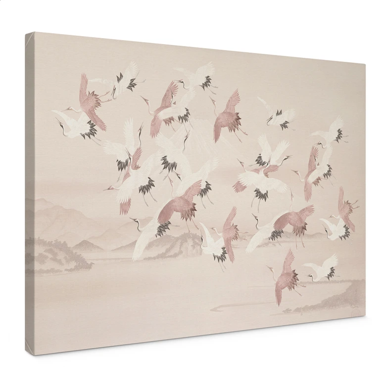 Leinwandbild Kraniche über dem See - Bloomery Decor 
