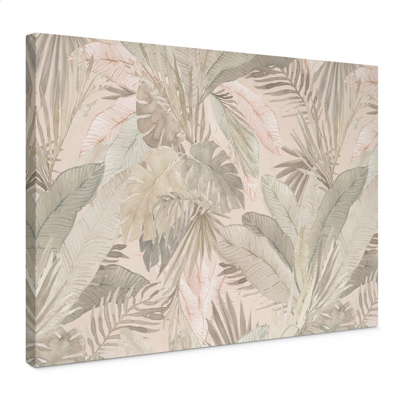Leinwandbild Tropenblätter im Dschungel Pastell - Bloomery Decor 