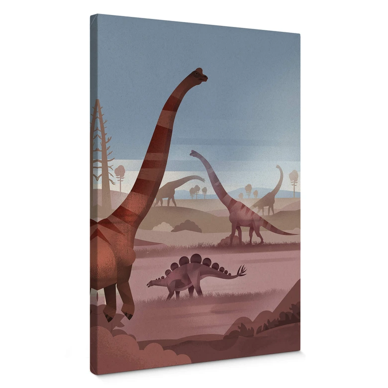 Leinwandbild Im Land der Dinosaurier - Braun 