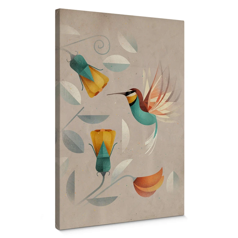 Leinwandbild mit Vogelmotiv - Kolibri - Braun 