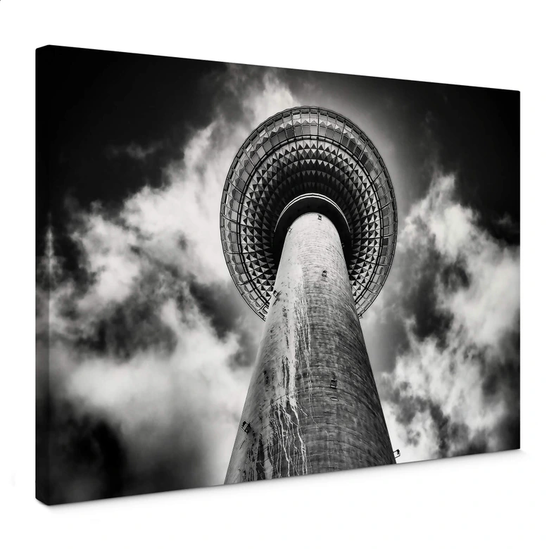 Canvastavla i brunt - Berlins tv-torn 