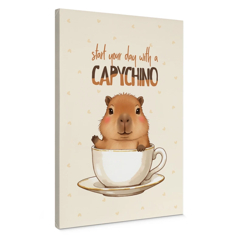 Leinwandbild Capybara im Kaffee - Capychino 