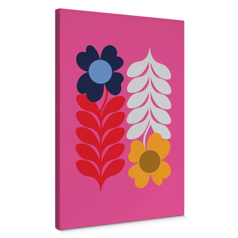 Leinwandbild Collett - Bunte Retroblumen 