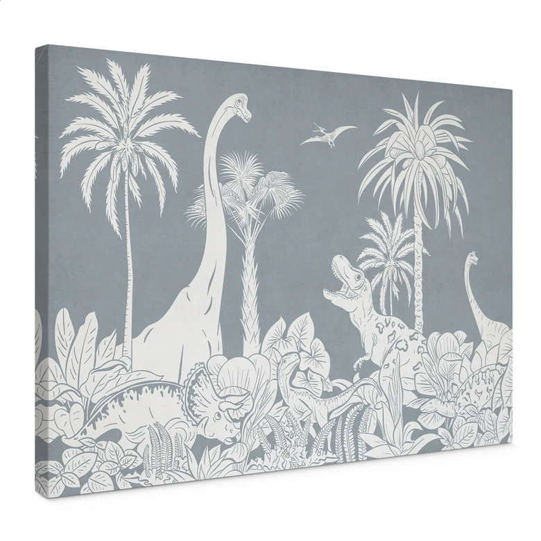 Leinwandbild Im Land der Dinosaurier - Blau - Kikki Belle 