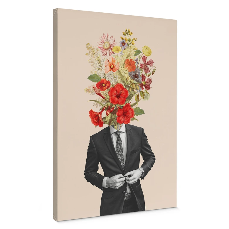 Leinwandbild Mann im Anzug mit Wildblumen - Frida Floral Studio 