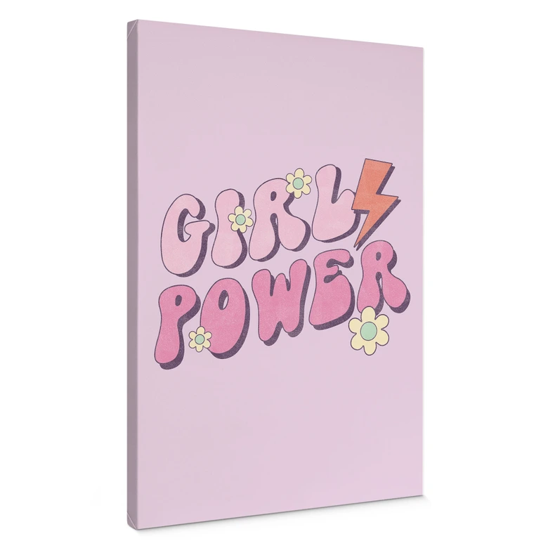 Leinwandbild Girl Power Retro Schriftzug Lila 