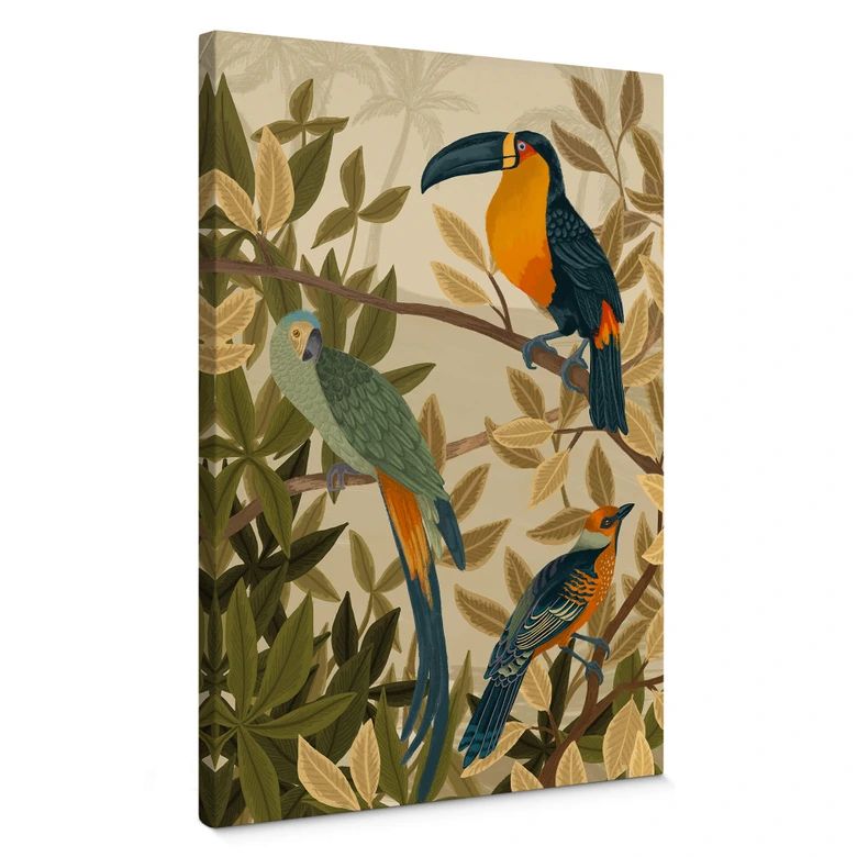 Canvas Goed Blauw - Vogels in een Paradijs 
