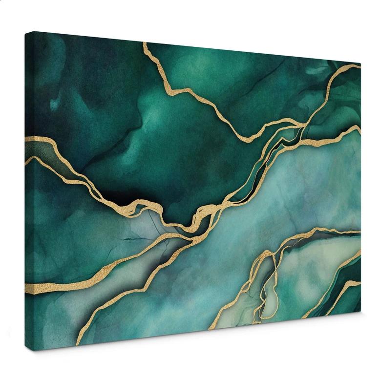 Leinwandbild Marmor in Gold-grün - Haase 