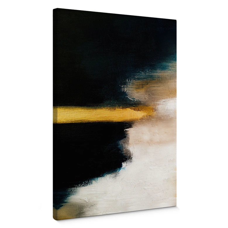 Canvas Print Brush strokes gold and black - Haniff 