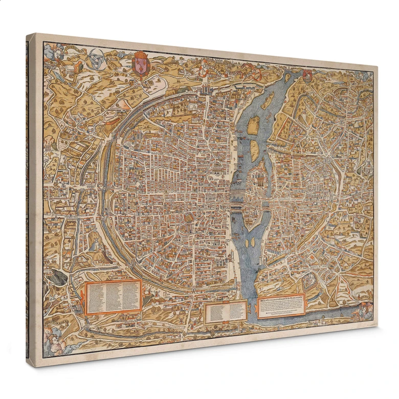 Canvas Historische Kaart van Parijs 