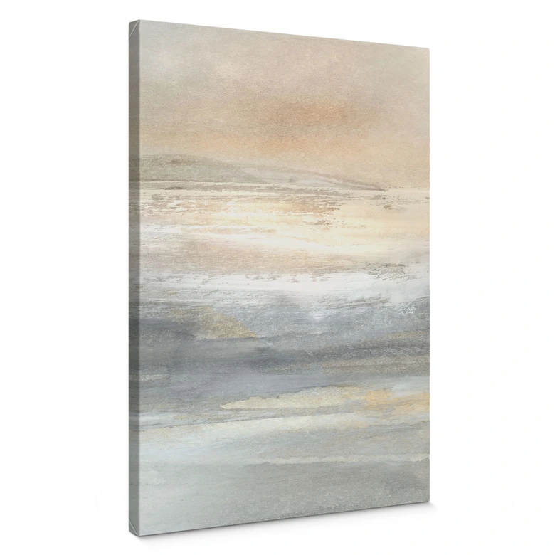 Leinwandbild Gold-graue Landschaft aus Pinselstrichen - Hobday 