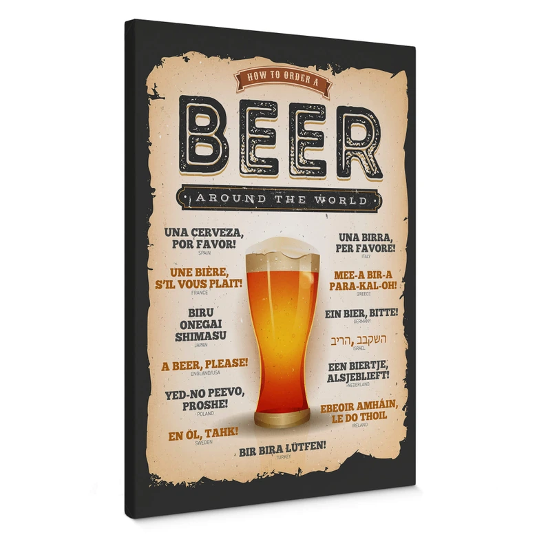 Tableau sur toile How to order a beer around the world 