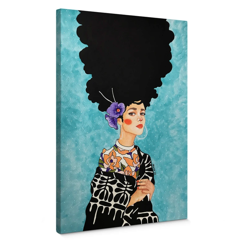 Obraz na płótnie kobieta z fioletowym hibiskusem we włosach - Hülya 