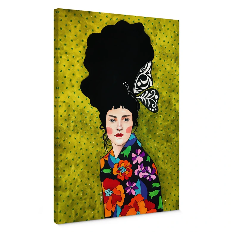 Canvastavla kvinna med fjäril i håret - Hülya 