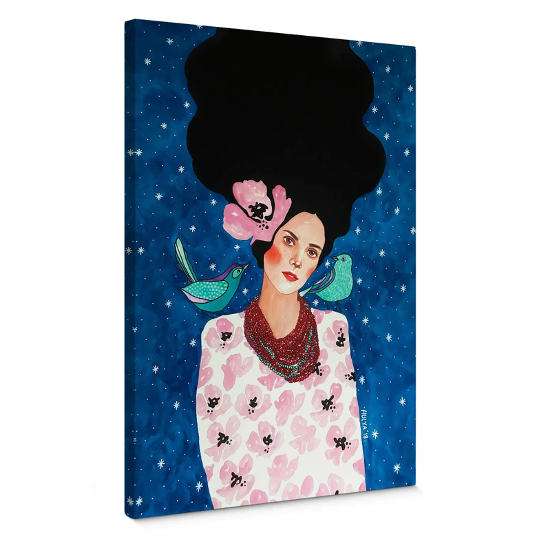 Lienzo Mujer bajo el cielo estrellado - Hülya 