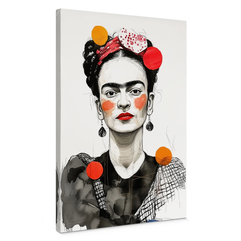 Leinwandbild Frida Kahlo Pop-Art Porträt - Jaszke 