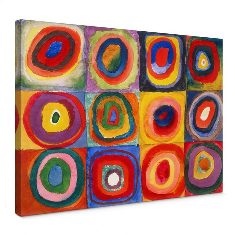 Lienzo Kandinsky - Estudio de color cuadrados y anillos concéntricos 