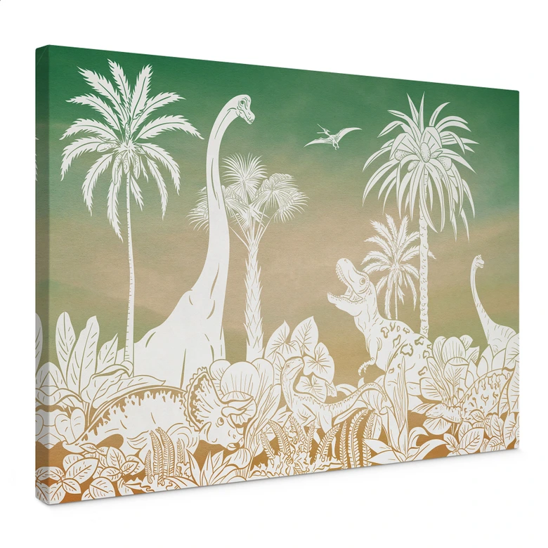 Leinwandbild Abenteuerreise zu den Dinosauriern - Ombre - Kikki Belle 
