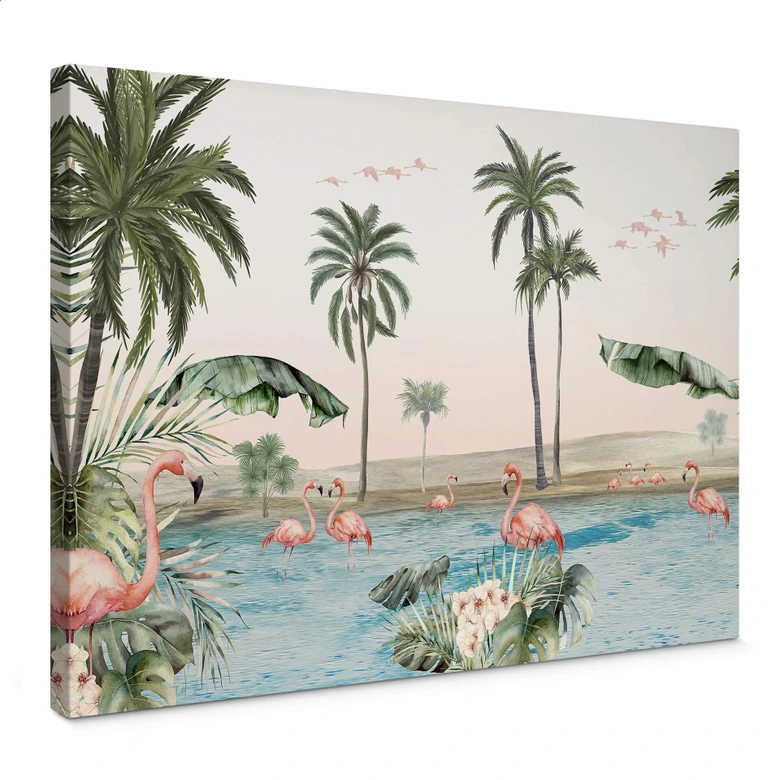 Leinwandbild Kikki Belle - Flamingo Oase 