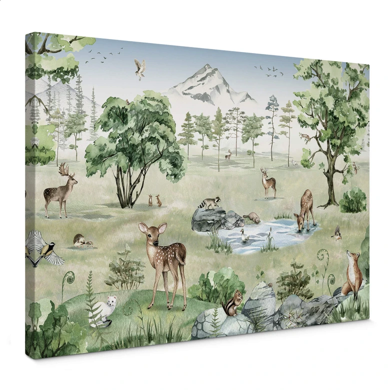 Leinwandbild Kikki Belle - Wald der Rehe 