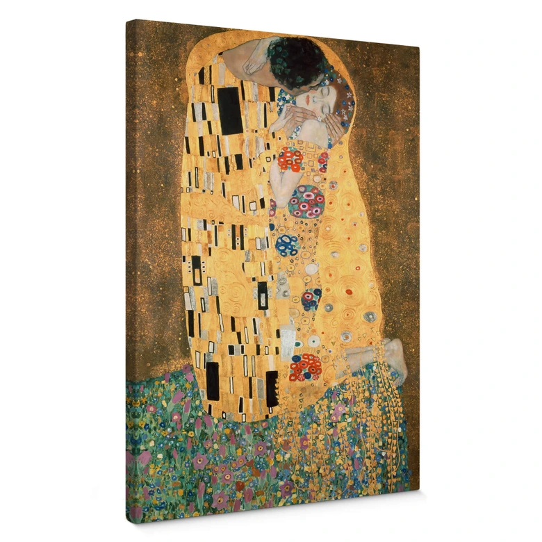 Leinwandbild Kunstdruck Klimt - Der Kuss 