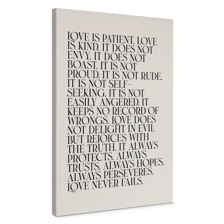 Leinwandbild Love is - Liebe ist geduldig - KsanaKalpa 