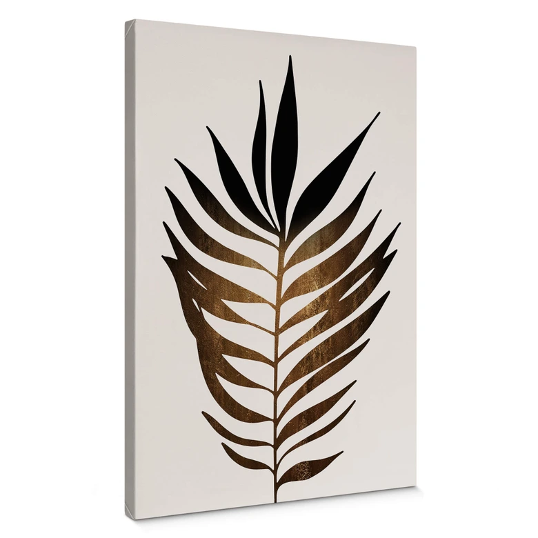 Leinwandbild Kubistika - Blatt in Gold 