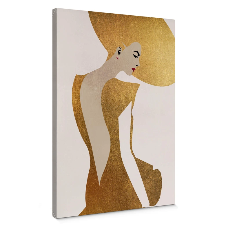 Lienzo Kubistika - La dama del vestido dorado 