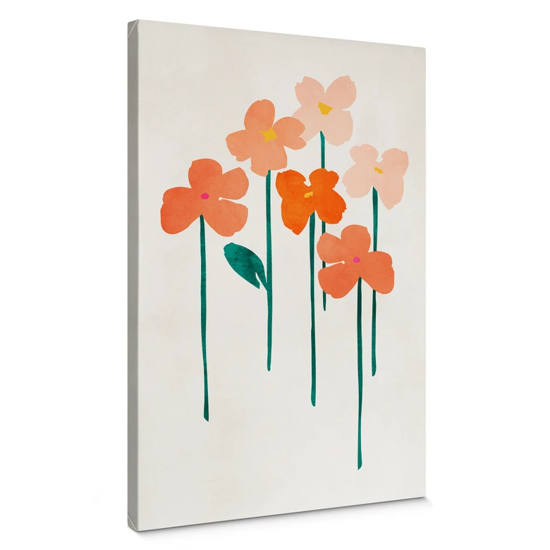 Leinwandbild Kleine Blumen in Peach-Farben - Kubistika 