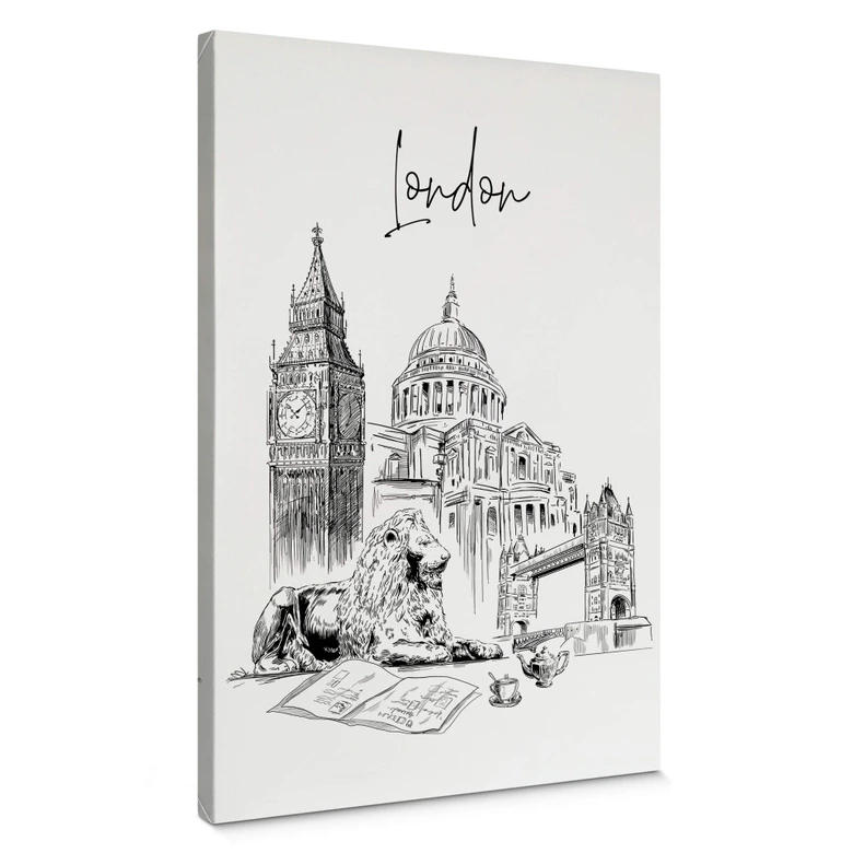 Leinwandbild London - Schwarz-Weiß - Love your City 