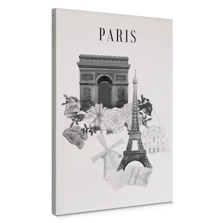 Leinwandbild Paris - Schwarz-Weiß - Love your City 