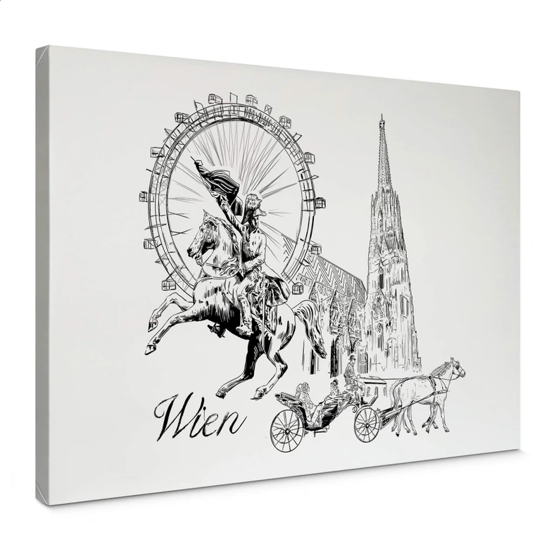 Leinwandbild Wien - Schwarz-Weiß - Love your City  