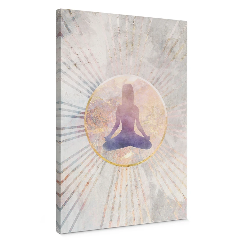 Leinwandbild Lotussitz - Meditation im goldenen Licht - Manovski 