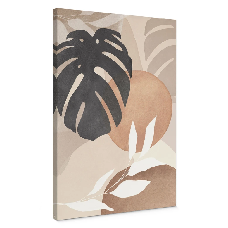 Leinwandbild Boho Monstera Pflanze in Naturtönen - Melloi Art Prints 