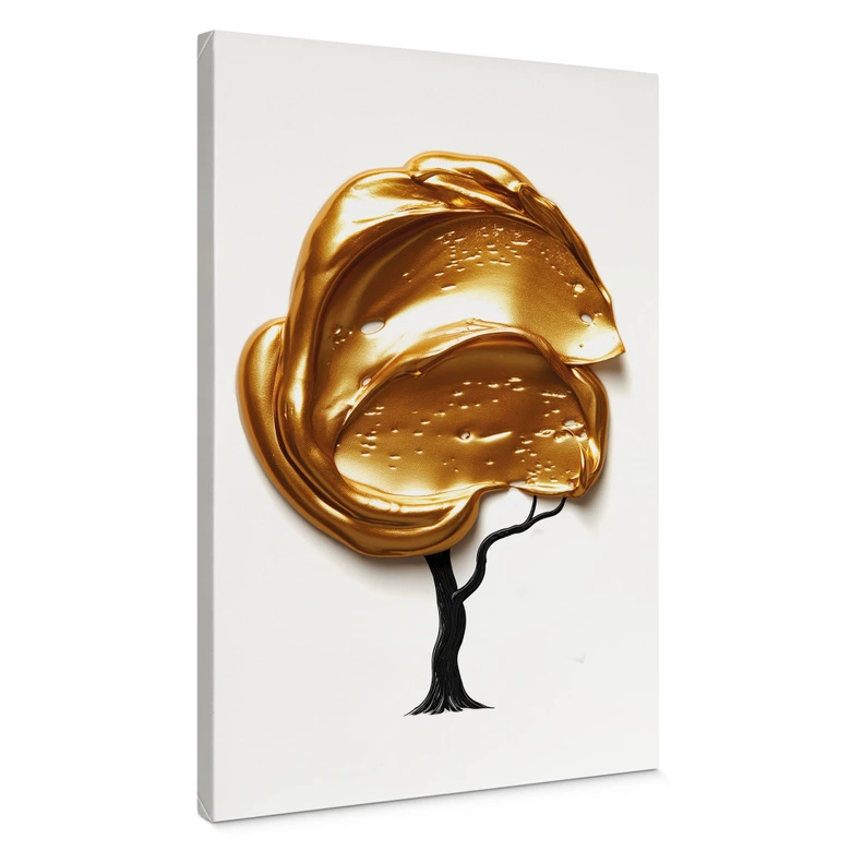 Leinwandbild Baum mit goldener 3D-Krone - Mielu 