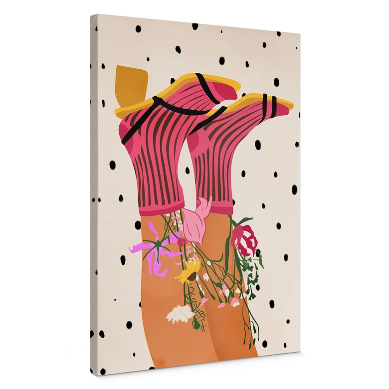 Lienzo en el que el amor por los calcetines se une al poder de las flores - Mokate 