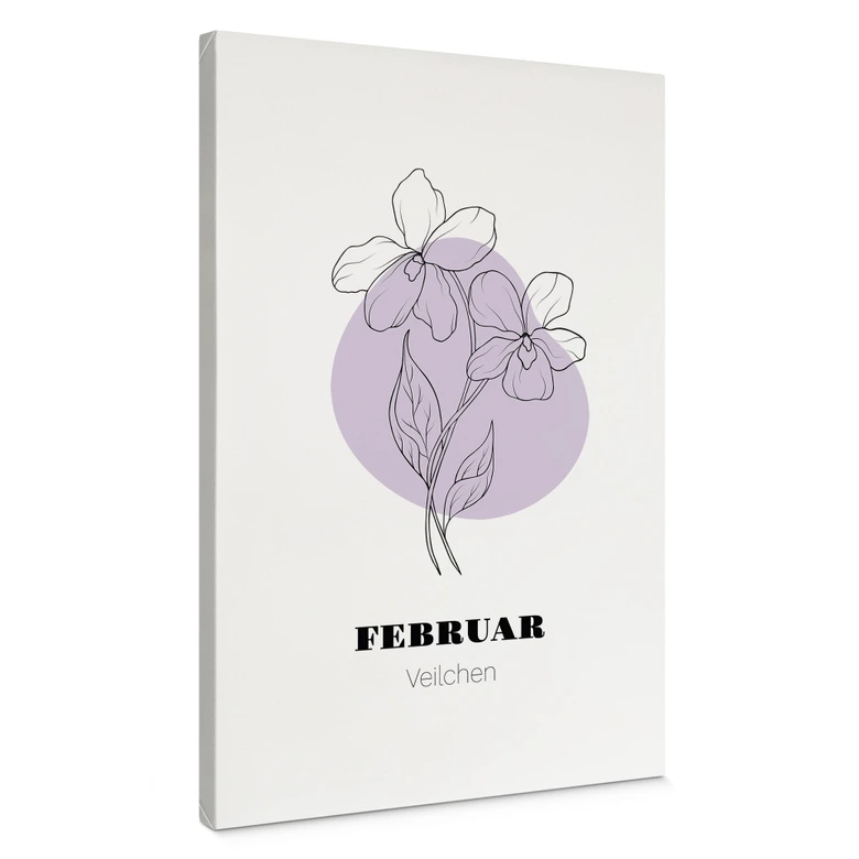 Personalisierbares Leinwandbild Monatsblume Februar 